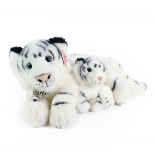 Rappa Plyšový biely tiger s mláďaťom, 38 cm