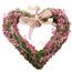 Závěsné mechové srdce se sušenými kvítky, růžová, 32 x 28 x 4 cm