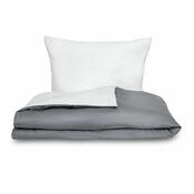Satenasto posteljnino Luxury Collection bela/temno siva, 140 x 200 cm, 70 x 90 cm