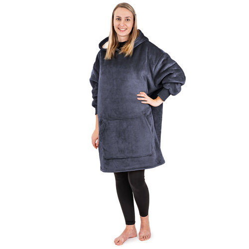 Hanorac din micropluș și imitație blăniță 4Home Antracit, mărimea S