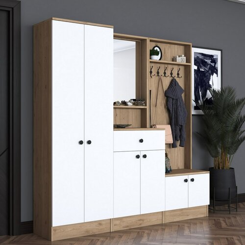 Zestaw do przedpokoju Pome White and Walnut II