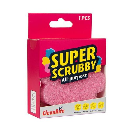 CleanRite Super Scrubby Houbička 10 x 4 cm, 1 ks, růžová