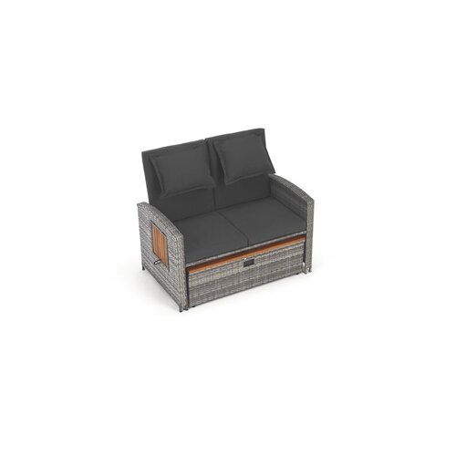 Sofa ogrodowa rattanowa MALORY, szary/naturalny