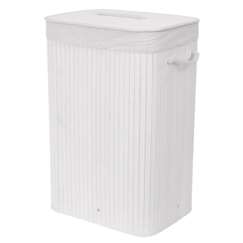 Compactor Coș pentru rufe murdare Bamboo dreptunghiular, alb