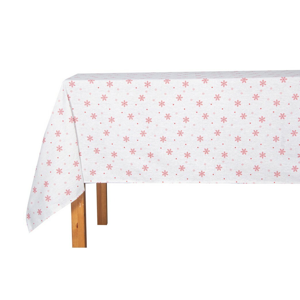 Karácsonyi terítő Red Snowflakes on White, 130 x180 cm