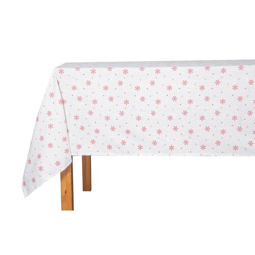 Weihnachtstischdecke Red Snowflakes on White, 130 x 180 cm