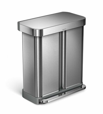 Simplehuman Pedałowy kosz na odpady segregowane 58l, srebrny