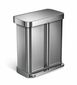 Simplehuman Pedałowy kosz na odpady segregowane 58l, srebrny