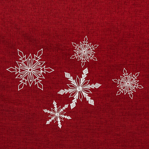 Bieżnik świąteczny Płatki śniegu czerwony, 40 x 140 cm
