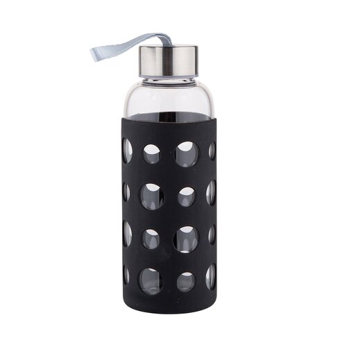 Altom Steklena steklenica za vodo v silikonskiembalaži 425 ml, črna