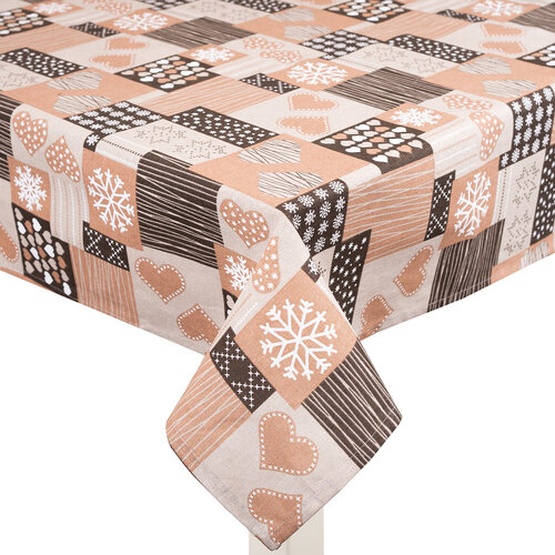 Різдвяна скатертина Patchwork коричневий, 90 x 90 см