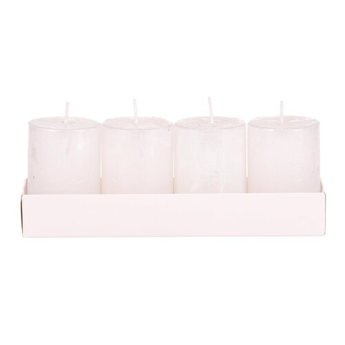 Adventi gyertya készlet fehér, 4 db, paraffin, 8 cm
