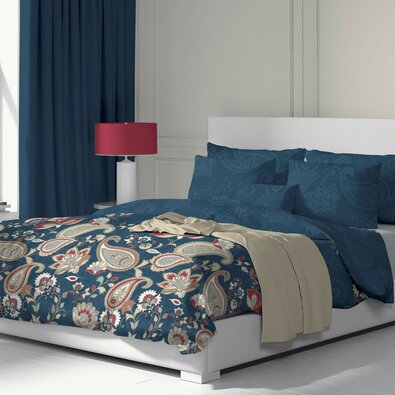 Kvalitex Baumwollbettwäsche Olympia Petrol, 220 x 200 cm, 2 St. 70 x 90 cm