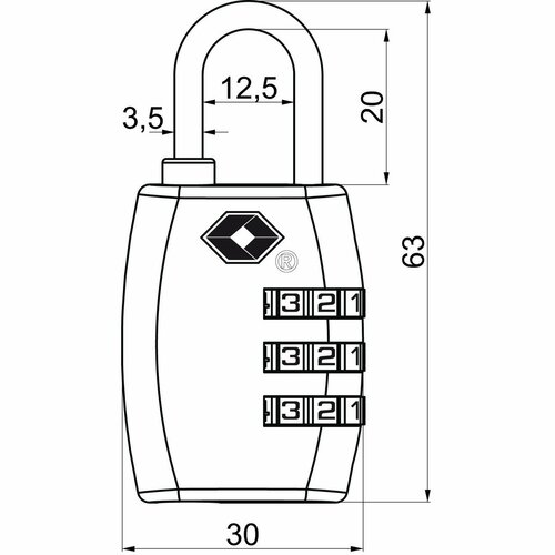 Code TSA-Reisehängeschloss für Gepäck RV.TSA.335.C