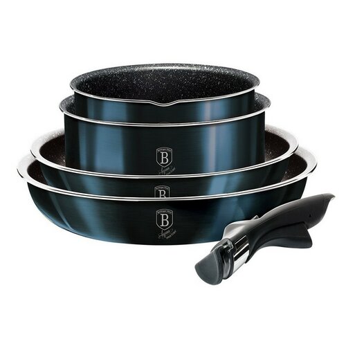 Berlinger Haus 9-delni set posode z odstranljivimročajem Aquamarine Metallic Line