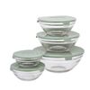 Altom Set of glass bowls with lids, green, 5 pcs
