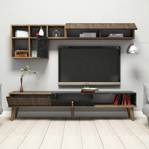 Milan Walnut and Black TV fal