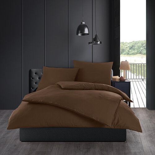 Lenjerie de pat din bumbac Color maro, 140 x 200cm, 70 x 90 cm
