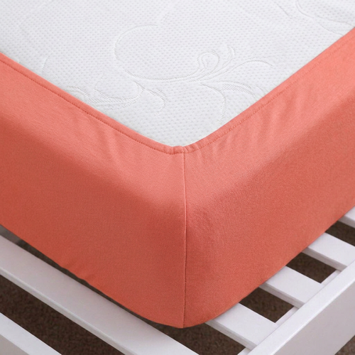 4Home Jersey-Spannbetttuch IDEAL, korallenrot, 200–220 x 200 cm