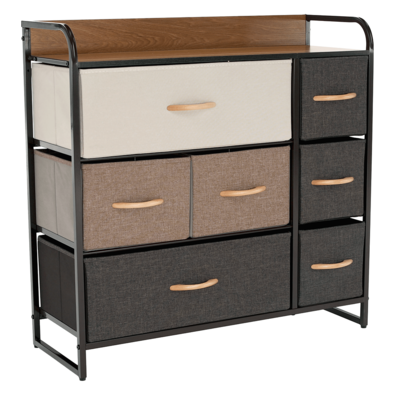 Komoda s látkovými šuplíky HAZEL TYP 3, hnědá