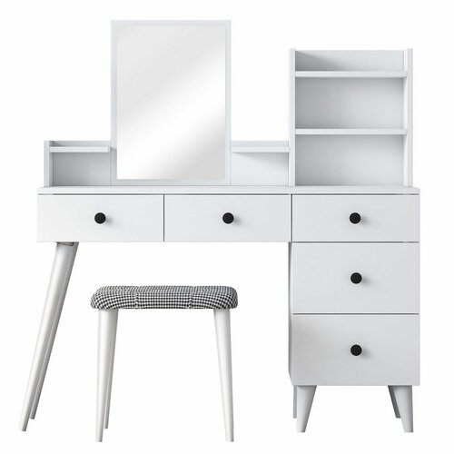 Kozmetický stolík Bela White so stoličkou