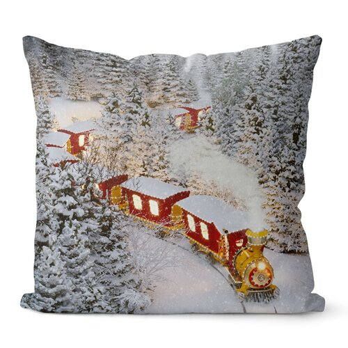 Svietiaca obliečka na vankúšik s LED svetielkami Christmas Train, 45 x 45 cm