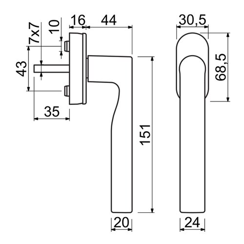 Mâner de fereastră Richter RHW.167.F9005 dinaluminiu