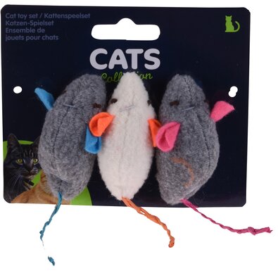 Hracie myšky pre mačky so šantou mačacou, 3 ks