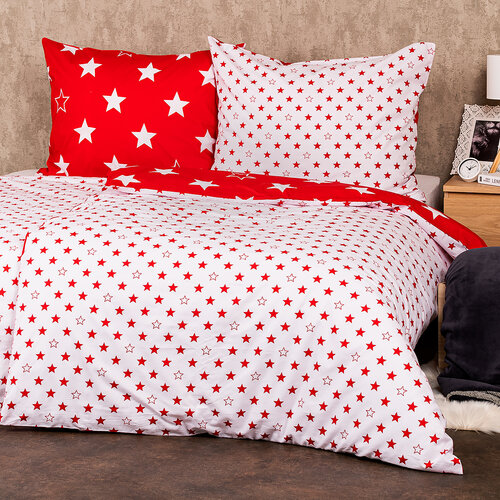 4Home Бавовняна постільна білизна Stars red, 160 x 200 см, 70 x 80 см