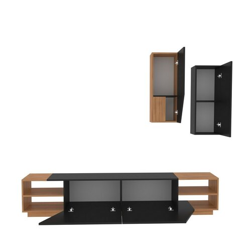 Zebra Black and Teak TV-asztal szekrénnyel