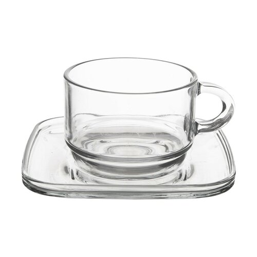Orion Set of glass mugs with saucers Cozy 6 pcs,0.27 ml
