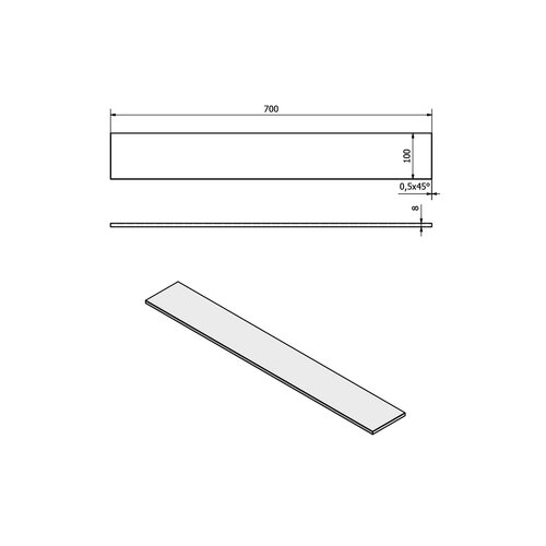 SAPHO 22483 Wandregal 70 x 10 x 0,8 cm, Milchglas