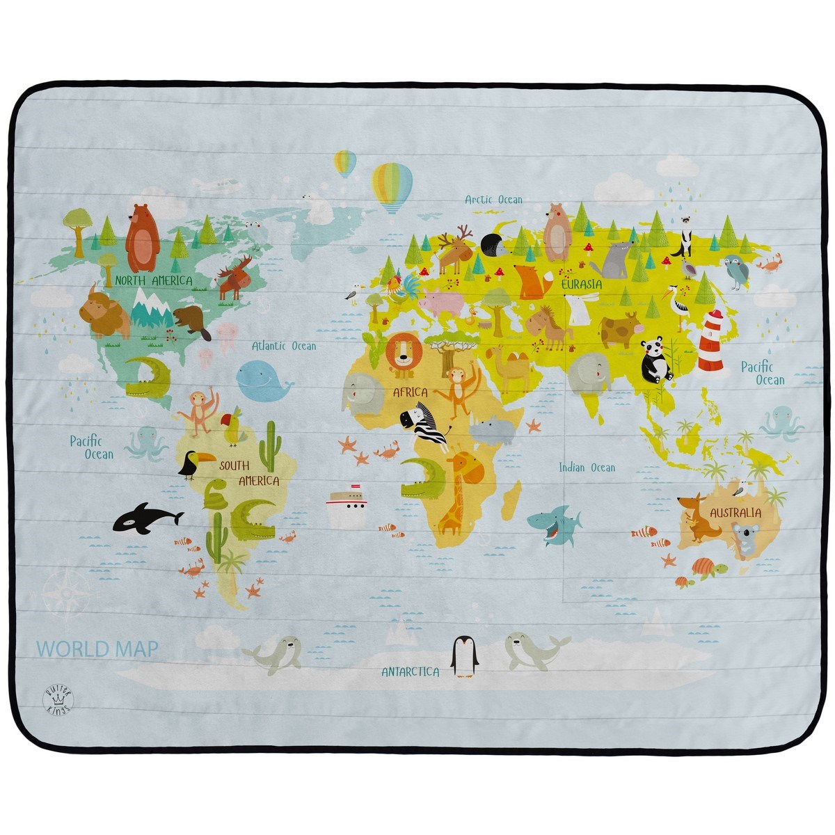 Butter Kings Kempingová deka World map, 145 x 180 cm