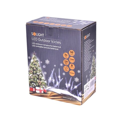 Iuminat de exterior Solight cu 50 de țurțuri artificiali din acrilat cu LED-uri, 7,5 m