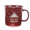 Weihnachtstasse aus Keramik Snowy cottage rot , 710 ml