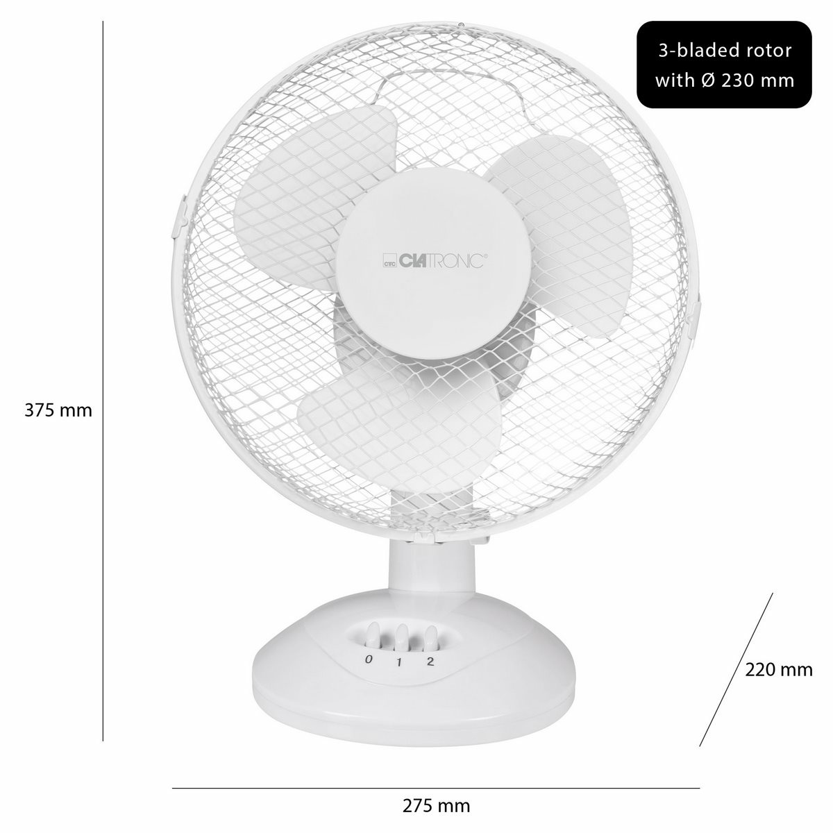 Clatronic VL 3601 stolní ventilátor 23 cm, bílá - thumb (1)