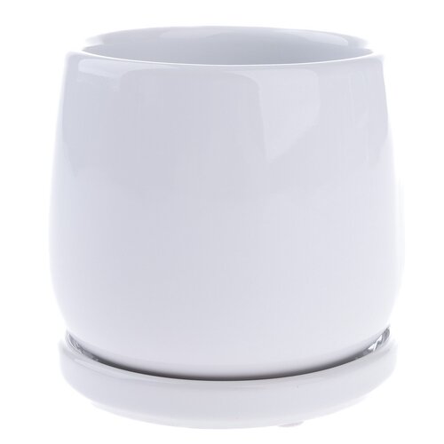 Керамічний горщик для квітів з мискою  Sophistic white, 11 x 10 см