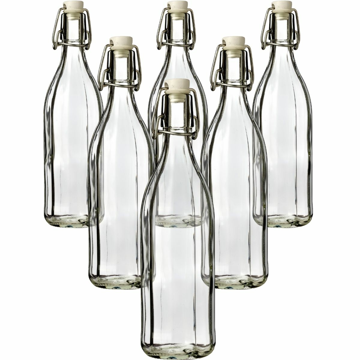 Szklana butelka z zamknięciem typu clip, 1 l, 6szt., 1 l