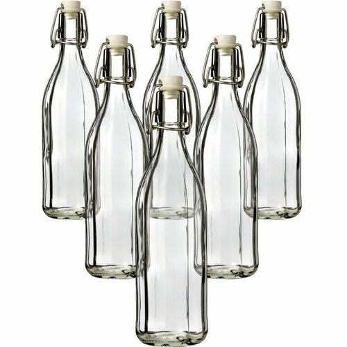 Sticlă cu închidere cu clips, 1 l, 6 buc.