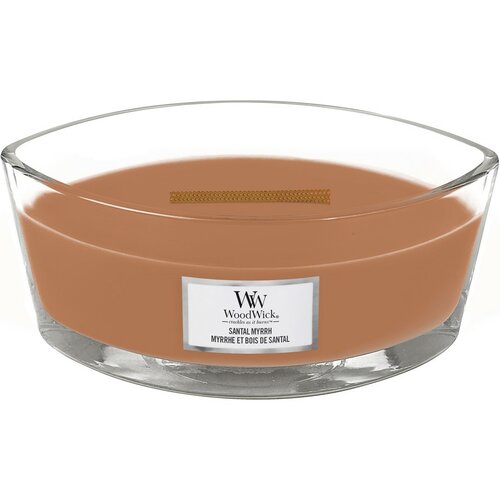Woodwick Vonná svíčka loď Santal Myrrh, 453 g