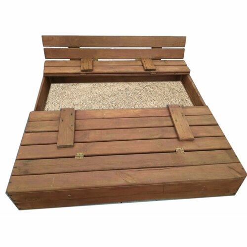 Pixino Drevené pieskovisko s lavičkami 120 x 120 cm, tmavohnedá