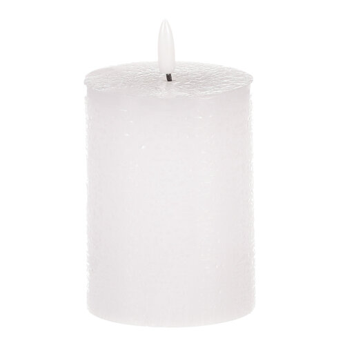 LED sviečka s časovačom, biela, potiahnutá pravým voskom, 8 x 13 cm