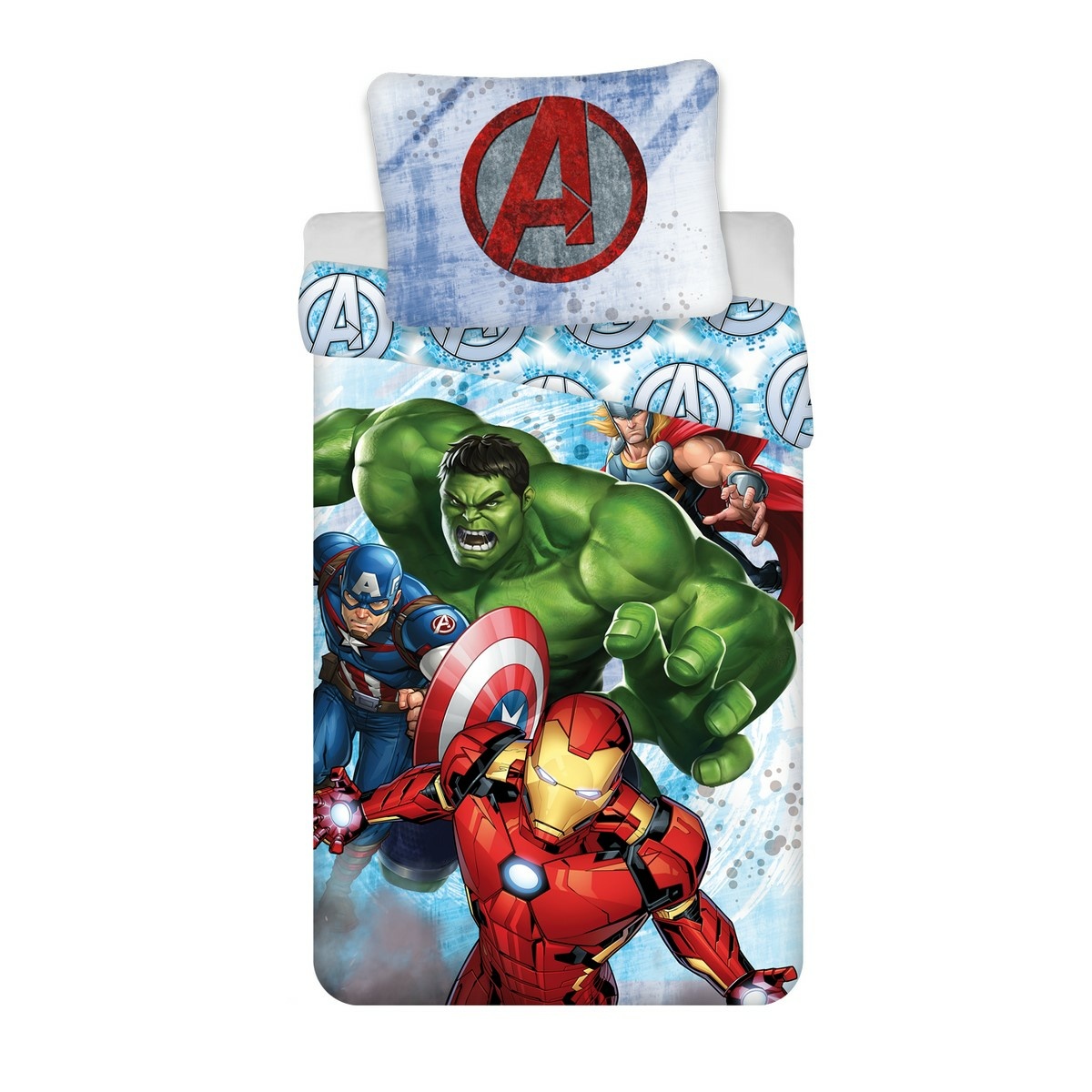 Levně Jerry Fabrics Bavlněné povlečení Avengers Heroes, 140 x 200 cm, 70 x 90 cm