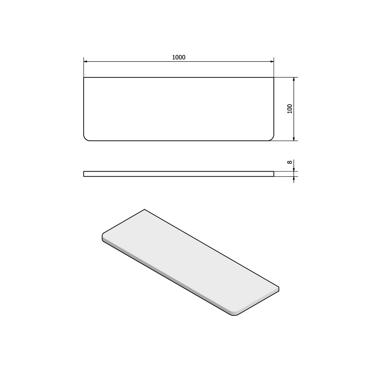 SAPHO 22486 polc 100 x 10 x 0,8 cm, tejüveg termék 2. képe