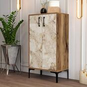 Skrinka na topánky Prag Walnut and White Marble