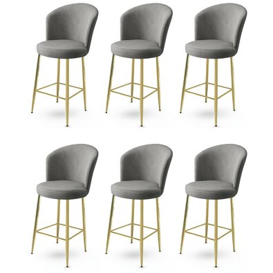 Barstuhl-Set Fora Grey and Gold, 6 Stück