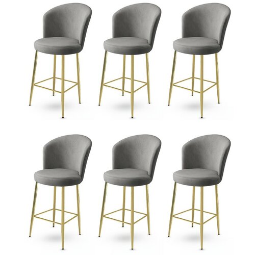 Sada barových židlí Fora Grey and Gold, 6 ks