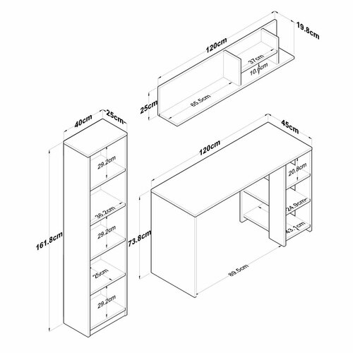 Biurko z regałem Hado Walnut and Anthracite