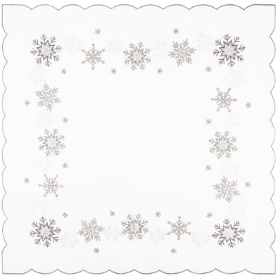 Vánoční ubrus Vločky stříbrná, 35 x 35 cm