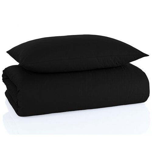 Lenjerie de pat din bumbac Color negru, 140 x 200cm, 70 x 90 cm